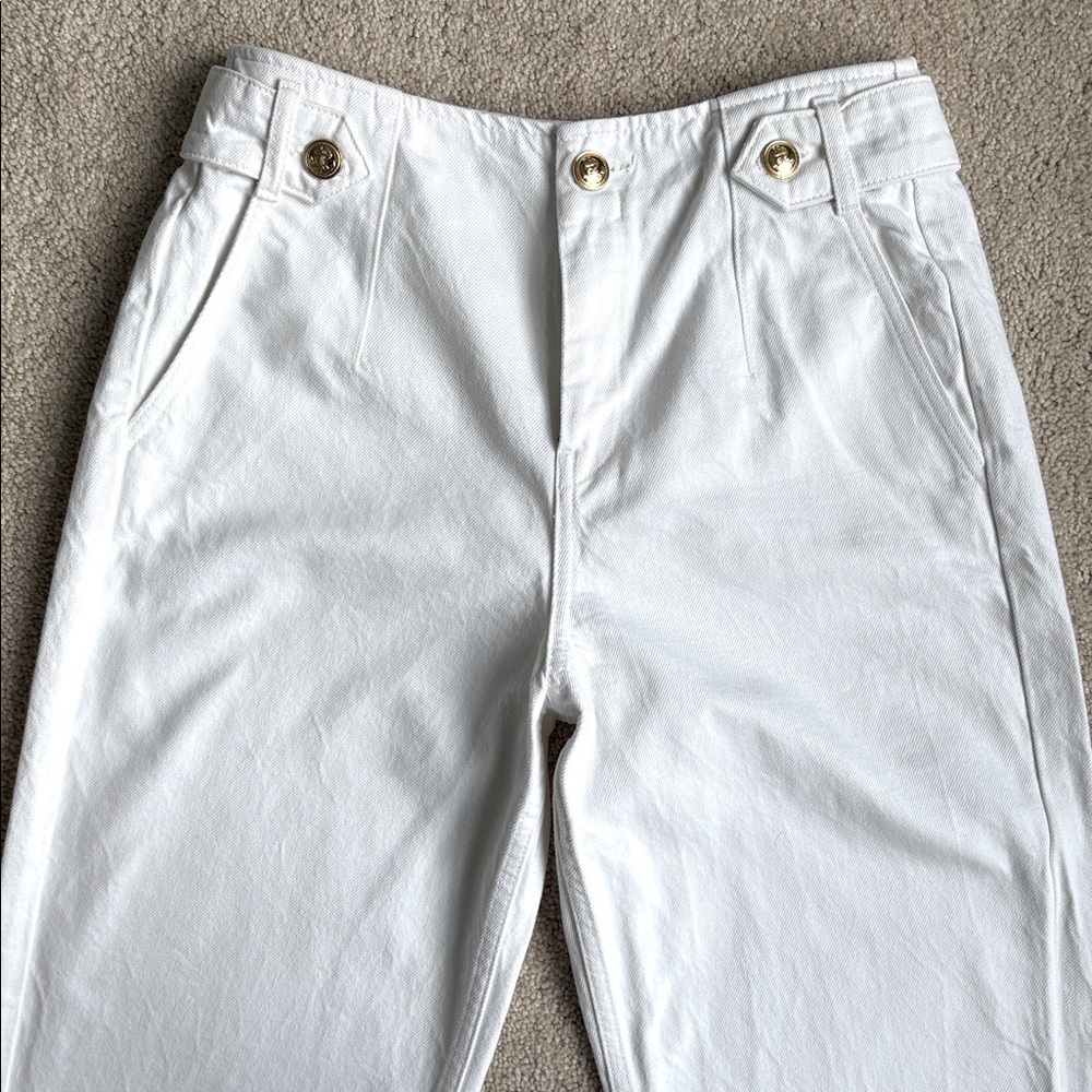 Zara White Denim with Gold Buttons